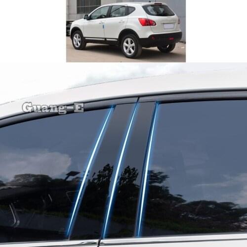 For Nissan Qashqai 2008 2009-2015 Car PC Material Pillar Post Cover Door Trim Window Piano Black Molding Sticker Plate Parts