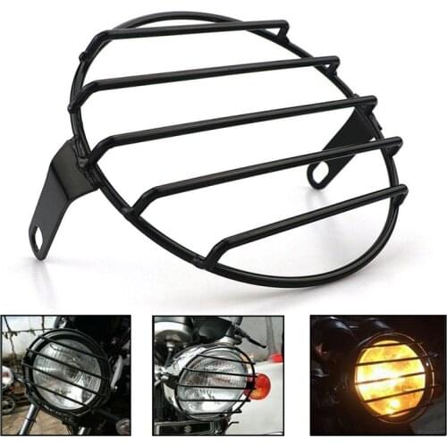 Motorcycle Headlight Cover-7Inch Retro Old School Metal Motorcycle Grill Side Mount Headlight Cover Universal Fit for Honda Yama