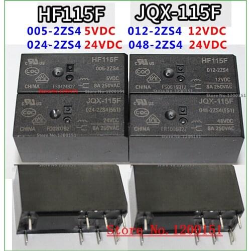 JQX-115F HF115F-005 5VDC HF115F-012 12VDC HF115F-024 24VDC HF115F-048 48VDC relay DIP-8