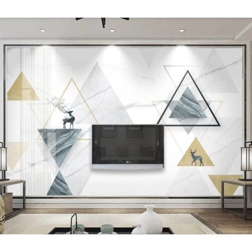Geomtric Triangel Marble Mural Photo Wallpaper for Bedroom Makeup Backdrop Contact Paper 3d Wall Murals Canvas Silk Custom