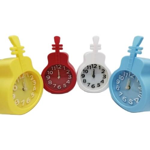 Candy Colors Violin Alarm Clock Kids Student Home Decor Bedside Desk Childrens Day Gift Reward Battery Operated Clock