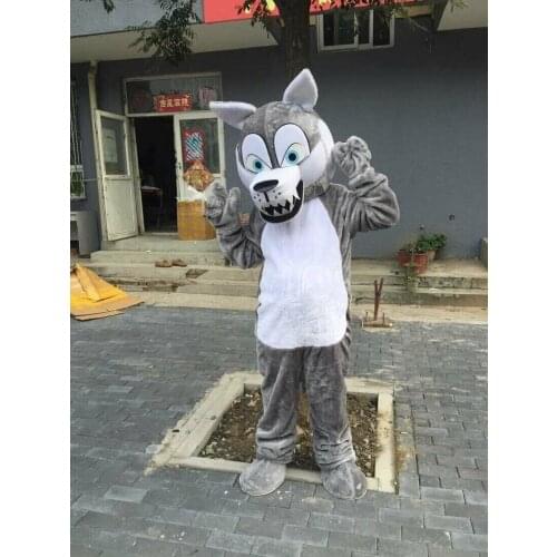 Grey Wolf Mascot Costumes For Adult Halloween Fox Fancy Dress Suit Parade Cosplay Furry Suits Party Game Fursuit Cartoon Dress