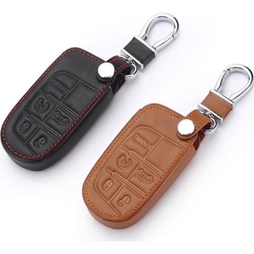Leather Car Key Cover Case holder For Chrysler Dodge Caliber Jeep Patriot Liberty Remote Key Car Styling