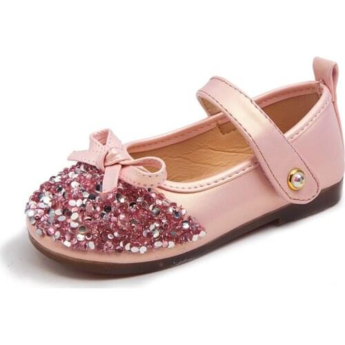 Girls Casual Shoes 2021 Autumn Non-slip Soft-soled Children Sequins Bow Baby Kids Peas Shoes Fashion Student Princess Sneakers