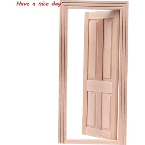 1/12 Dollhouse Miniature Wood Color 4 Panel Interior Wooden Door Window DIY Model Accessories Toys