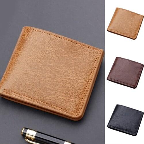 Fashion Mens Wallet Money Bag Solid Color Leather Business Short Wallet Famous Vintage Wallets Multi-card Soft Purse Coin Bag