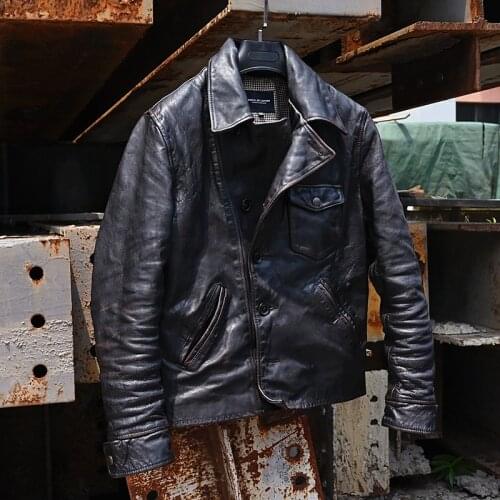 Vintage Mens Genuine Leather Jacket Horsehide Mens Clothing Spring Autumn Coats Men Short 2021 Chaqueta Hombre Pph1530