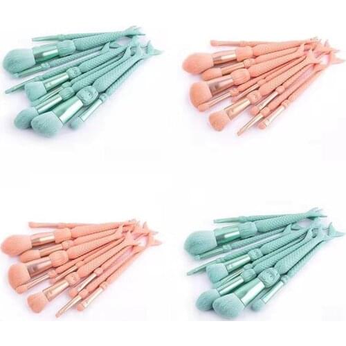 YXN 10pcs Makeup Brushes Kit maquiagem maquillaje New Mermaid Foundation Eyebrow Eyeliner Eyeshadow Cosmetic makeup Brushes
