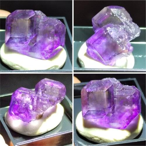 Natural rare purple Fluorite Crystal associated mineral specimen stone and CRYSTAL HEALING CRYSTAL QUARTZ GEM (sending box)