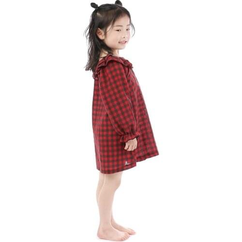 Kaiya Angel Newborn Baby Girl Dress Red Black Plaid Ruffle Clothes Sweet Cute Kids Longe Sleeve Spring Autumn Suit Wholesale
