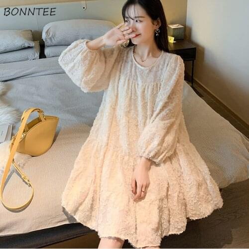 Dress Women Solid Loose Pregnant High Quality Simple Elegant Leisure Korean Style Female Spring Knee-length Vestidos Mujer Chic
