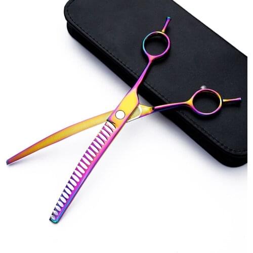 8.0 inch thinning downward Curved blade scissors nail pet scissors professional Japan 440c curved dog grooming shears