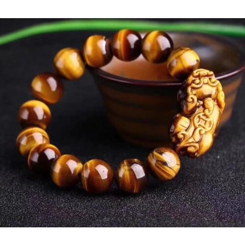5A Carved Natural Tiger Eye Stone Mink Bracelet Wealth gain