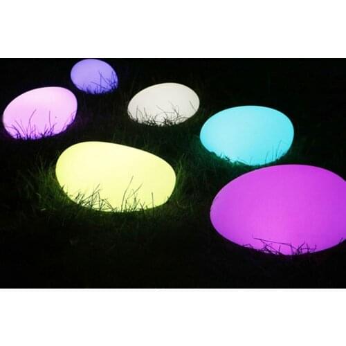 Solar Garden Lights Glow Cobble Stone Shape Outdoor Solar Light Waterproof Color Changing Landscape Lights with Remote Control