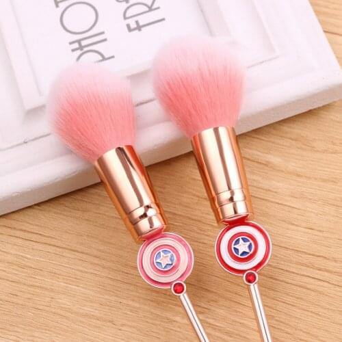 1Pcs Shield Shape Makeup Brush Superhero Shape Makeup Tool Metal Handle Girl Gift