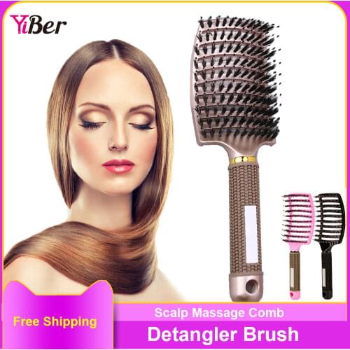 Hair Comb Scalp Massage Comb Salon Hairdressing Styling Tools Hairbrush Bristle Detangle Hair Brush Dropshipping Niche Product