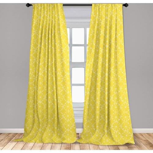 Lemon Curtains Summer Inspired with Round Citrus Slices Vitamin Sour Fruit Window Curtains for Living Room Bedroom