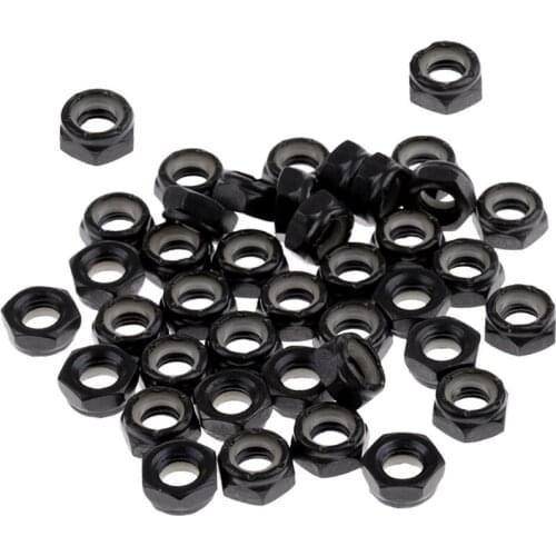Top!-50Pcs Sturdy Skateboard Longboard Trucks Wheels Replacement Axle Nuts Hardware Black Skateboard Trucks Axle Nuts