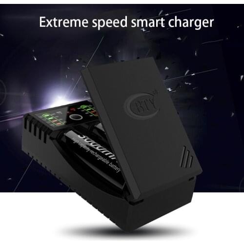 Smart Fast Battery Charger BTY-V202+ Universal Ni-MH Ni-CD Li-ion 18650 18350 16340/CR123 9V with USB charger for mobile phone