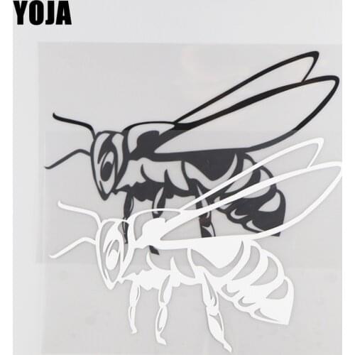 YOJA 17.8×12.7CM Vinyl Honeybee Decal Cartoon Animals Car Stickers Pattern Black/Silver 19C-0179