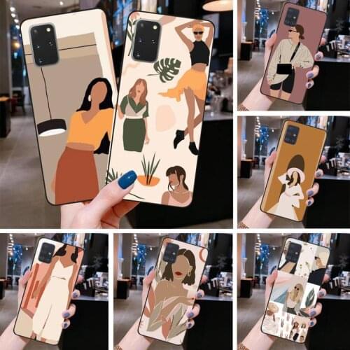 Vintage girl minimalist art Phone Case For Samsung Galaxy S21 Plus Ultra S20 FE M11 S8 S9 plus S10 5G lite 2020