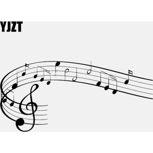 YJZT 17.6CM*8.4CM Music Notes Clef Rock Pop Song Singing Vinly Black/Silver Car Sticker C22-0600