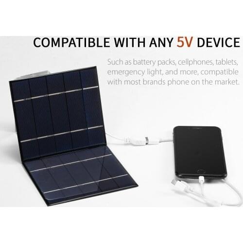7W/5V Portable Solar Charger With USB Port Foldable Solar Panel Camping Travel Solar Power Charger For Tablet Laptop Cellphones
