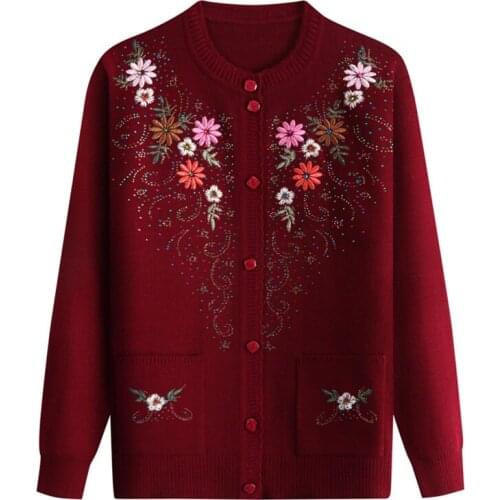 Middle-aged and Elderly Women Sweaters Cardigan Winter Sweater Knit Coat Female Single-breasted Casual Plus Size Jacket Top