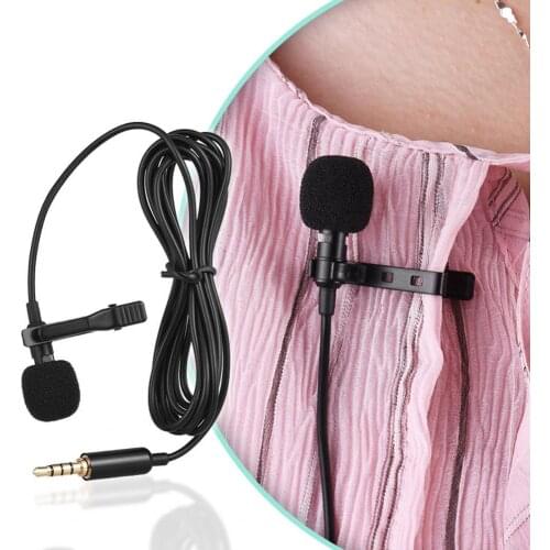 1.45m Mini Microphone Portable Amplifier Recording Tie Condenser Microphone Lapel Clip Microphone Mic for Phone Laptop
