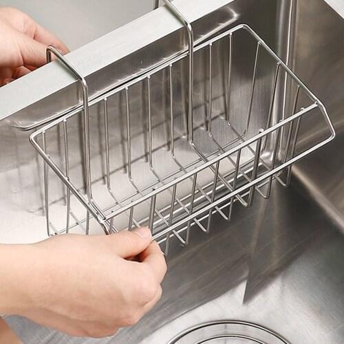 304 Stainless Steel Sink Drain Hanging Basket Kitchen Storage Basket Sink Rack Rag Hanger Kitchen Sponge Holder