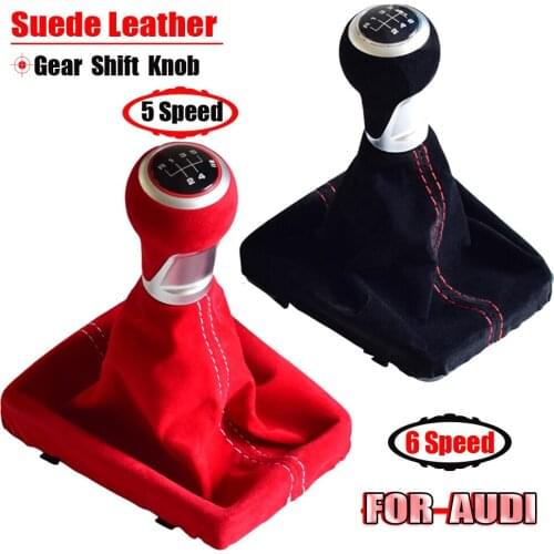 5 6 Speed Car Suede Leather Gear Shift Knob Lever Stick Handle Gaiter Boot Cover Case For Audi A3 S3 8V S-line 2014-2020