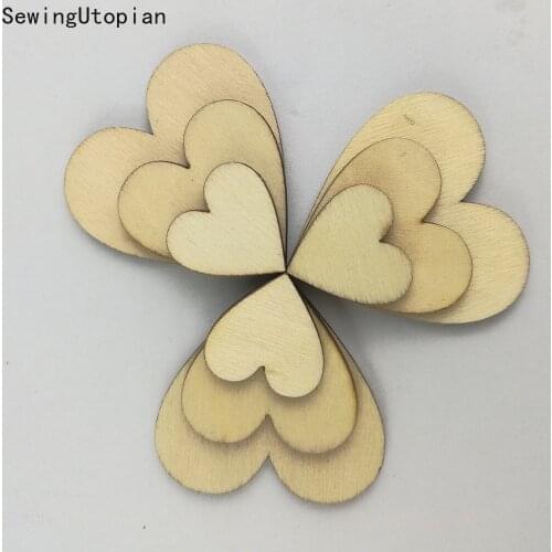 50PCS Mixed Wood Heart Sewing Buttons for Kids Clothes Scrapbooking Decorative Botones Handicraft DIY Accessories