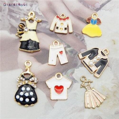8pcs/pack skirt dress pendant Earrings Necklace Accessories zinc alloy Jewelry Charm DIY fashion women dress coat Tshirt charms