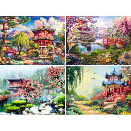 DIY 5D Diamond Painting Landscape House Cross Stitch Kit Full Drill Square Embroidery Mosaic Art Picture of Rhinestones Decor