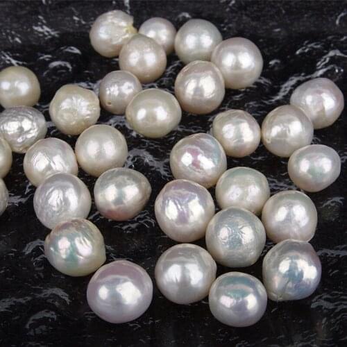 1pcs freshwater white reborn keshi pearl BEADS near round DIY earrings/pendant 13-14mm
