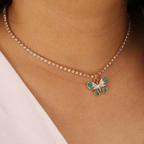 COWBREAD Women Necklace Butterfly Simple Claw Chain Choker Short Clavicle Blade Chain Necklace Jewelry Gift