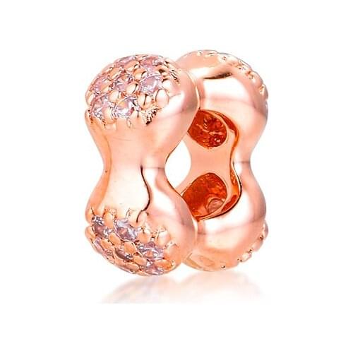 DIY Fits for Pandora Charms Bracelets Modern Spacer Rose Beads 100% 925 Sterling-Silver-Jewelry Free Shipping