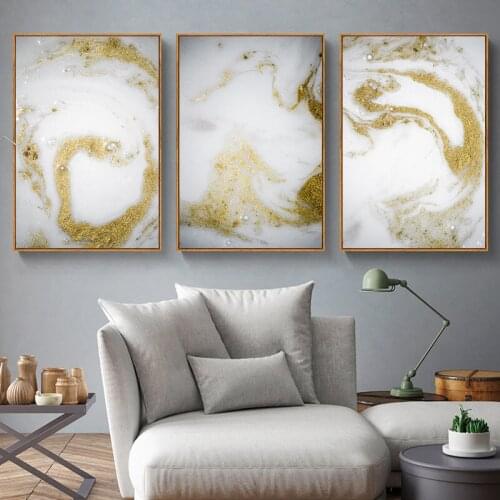 Home Decor Picture Modern Abstract Canvas Painting Gold Foil Marble Pattern Light Luxury Art Poster and Prints for Interior Loft
