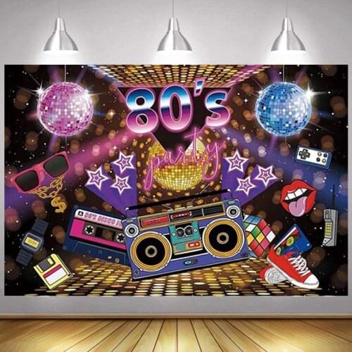 80s Photo Backdrop Boys Girls Disco Happy Party Record Dance Decor Hip Hop Photography Backgrounds Banner