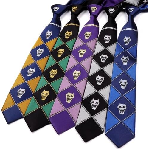 Anime JoJos Bizarre Adventure Kira Yoshikage Cosplay Tie KILLER QUEEN Skull Neck Heavens Door Cosplay Costume Prop