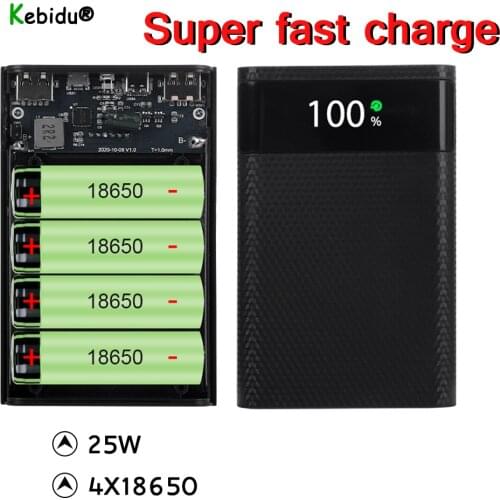 Super Fast Charge Power Bank Shell Dual USB Micro USB Type C 5V/9V DIY 4X18650 Case Battery Charge Storage Box Without Battery