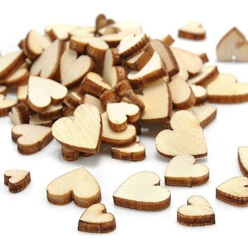 Hot Sell Wedding 100pcs Wood Wooden Love Heart Rustic Table Scatter Decoration Crafts DIY