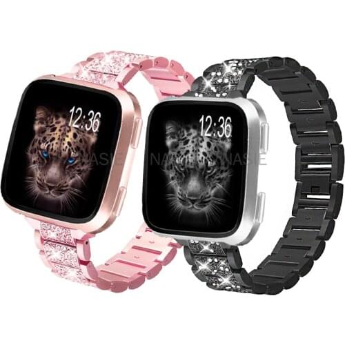 Metal Diamond Strap Fitbit Versa 2 Smart Band Bracelet Stainless Straps For Fitbit Versa Lite Wristband Accessories