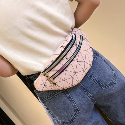 Fashion Holographic Fanny Pack Womens Belt Bag Female Waist Bags Laser Chest Phone Pouch Lady Banana Purse Bag