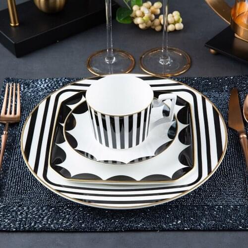 Cutlery Set Bone China Western Dish Steak Plate Coffee Cup Dish Wine Glass Kitchen Tableware Hotel Decoration Plate