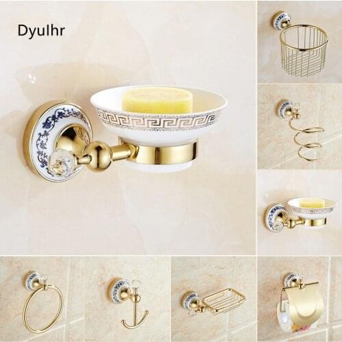 Bathroom Wall Mount All Copper Chrome Design Paper Roll Holder Toilet Gold Paper Holder Tissue Box Bathroom Accessories DyuIhr
