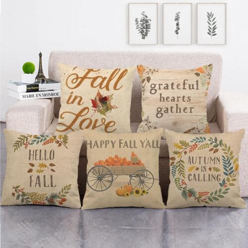 45cm*45cm Thanksgiving and fall writing design throw cushion cover linen/cotton sofa pillow cover decorative pillow case
