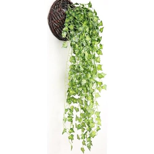90cm Artificial Green Plants Hanging Ivy Leaves Radish Seaweed Grape Fake Flowers Vine Home Garden Wall Party Decoration