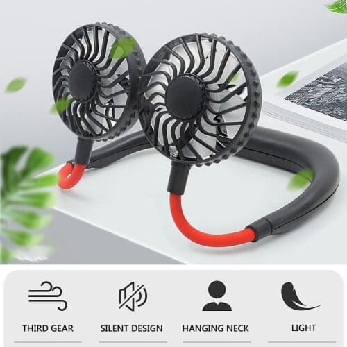 Hands-free Neck Band Hands-Free Hanging Portable USB Rechargeable Colorful Light Wearable Hanging Neck Dual Cooling Fan