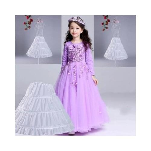 Girls Fluffy Long Skirt Childrens Princess Dress Girl Flower Wedding Three-round Petticoat
